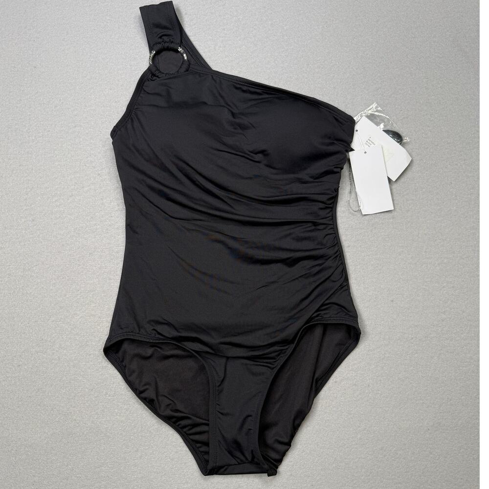Michael Kors Women's Embellished 1 Shoulder Underwire 1Pc Swimsuit black 8 $106 - Picture 1 of 10